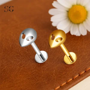 SG4268 Mask Titanium Design Labret Piercing Titanium