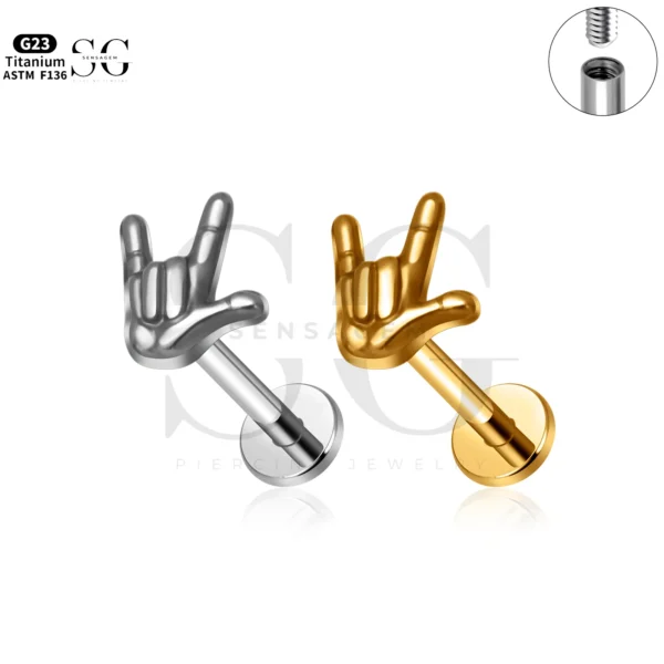 SG4269 Titanium Hand Shape Labret Piercing Titanium