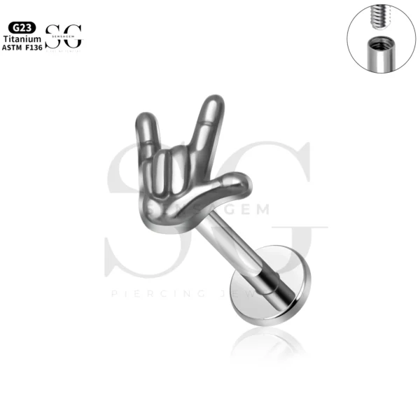 SG4269 Titanium Hand Shape Labret Piercing Titanium - Image 2