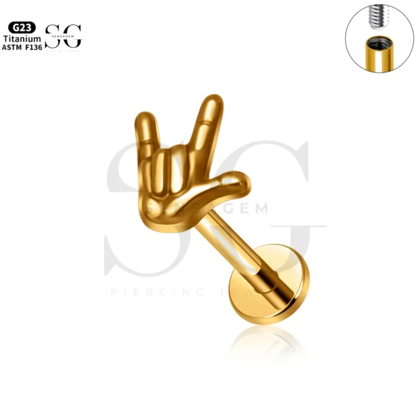 SG4269 Titanium Hand Shape Labret Piercing Titanium - Image 3