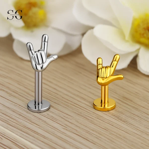 SG4269 Titanium Hand Shape Labret Piercing Titanium
