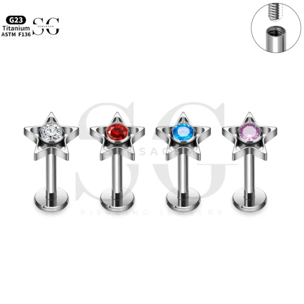 SG4270 Star Shape Titanium Labret Piercing Price
