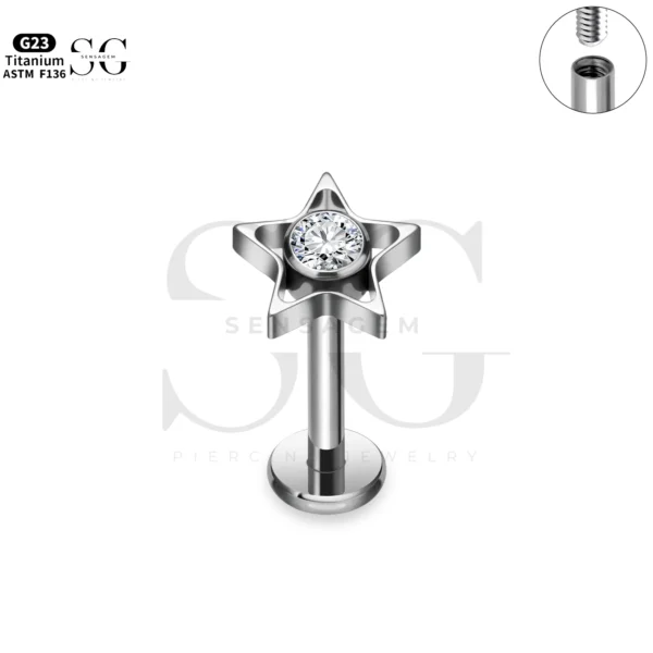 SG4270 Star Shape Titanium Labret Piercing Price - Image 3