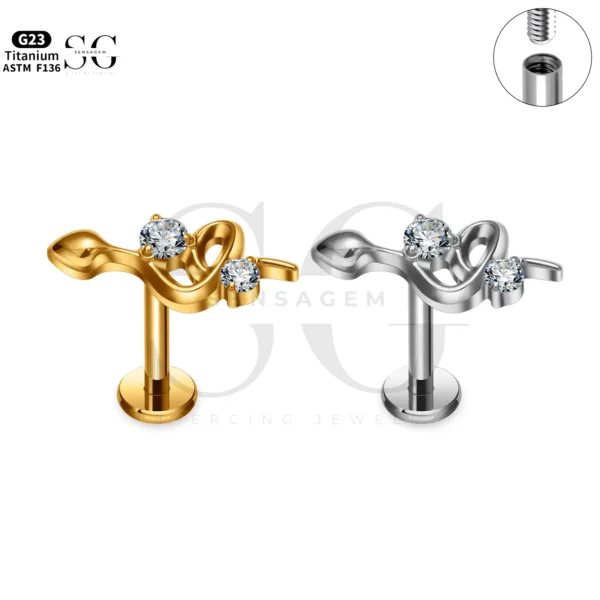 SG4271 Snake Shape Titanium Regular Labret Piercing
