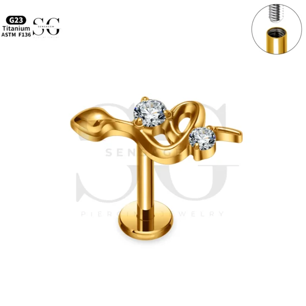 SG4271 Snake Shape Titanium Regular Labret Piercing - Image 2