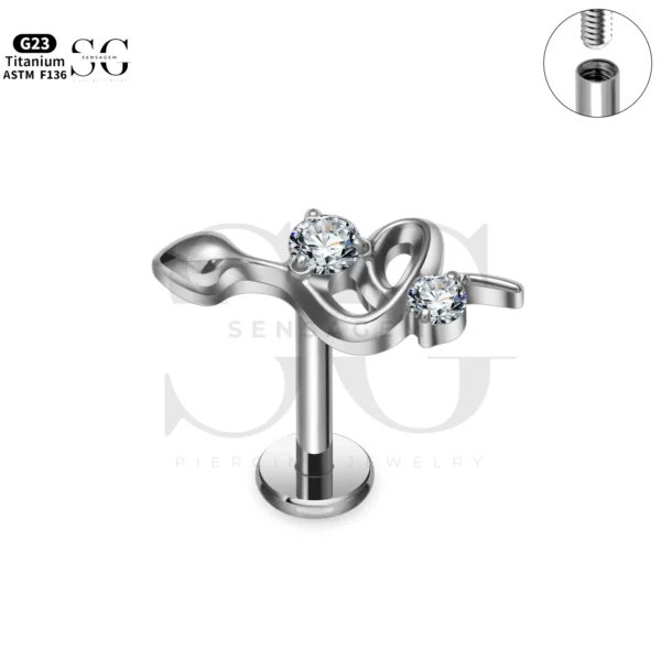 SG4271 Snake Shape Titanium Regular Labret Piercing - Image 3