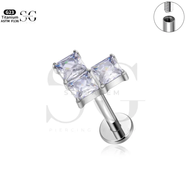 SG4272 Tetris-Inspired Gold Labret Piercing in Titanium - Image 2