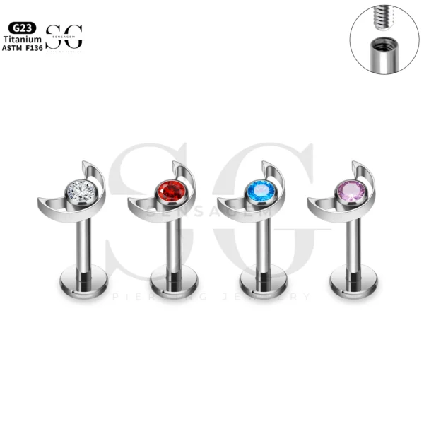SG4273 Star & Moon Titanium Labret | Types of Labret Piercing