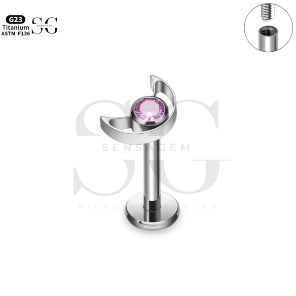 SG4273 Star & Moon Titanium Labret | Types of Labret Piercing - Image 2