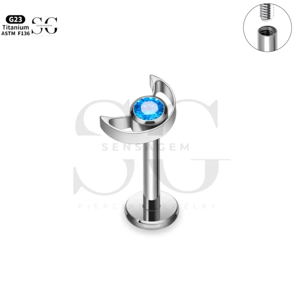 SG4273 Star & Moon Titanium Labret | Types of Labret Piercing - Image 3