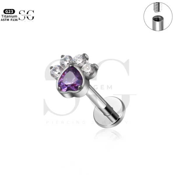 SG4275 Diamond Labret Piercing | Customizable Labret Jewelry - Image 3