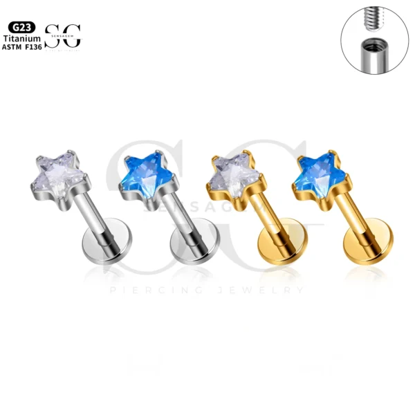 SG4276 Star-Shaped Labret Piercing for Men | Customizable Labret Jewelry