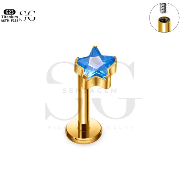 SG4276 Star-Shaped Labret Piercing for Men | Customizable Labret Jewelry - Image 2