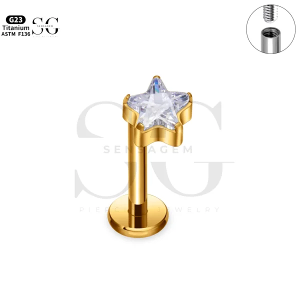 SG4276 Star-Shaped Labret Piercing for Men | Customizable Labret Jewelry - Image 3
