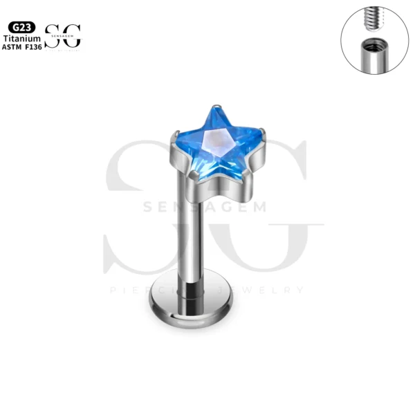 SG4276 Star-Shaped Labret Piercing for Men | Customizable Labret Jewelry - Image 4
