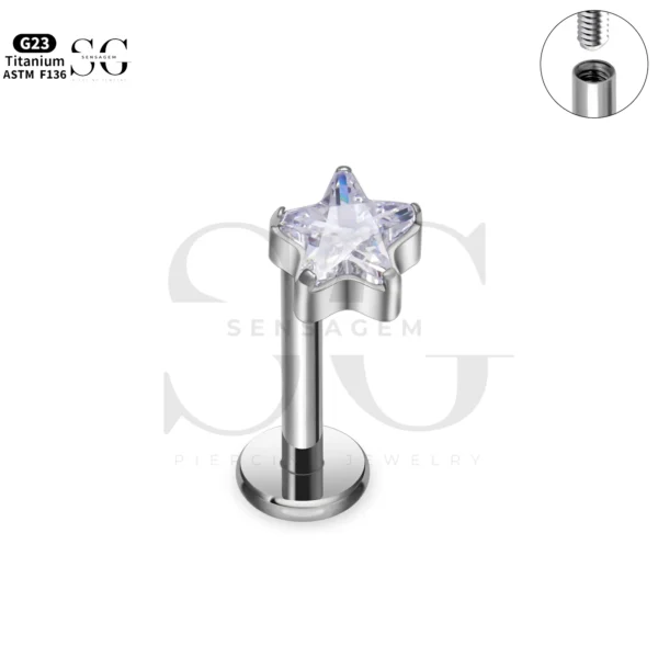SG4276 Star-Shaped Labret Piercing for Men | Customizable Labret Jewelry - Image 5