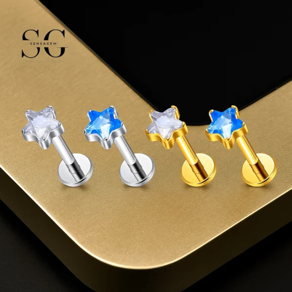 SG4276 Star-Shaped Labret Piercing for Men | Customizable Labret Jewelry