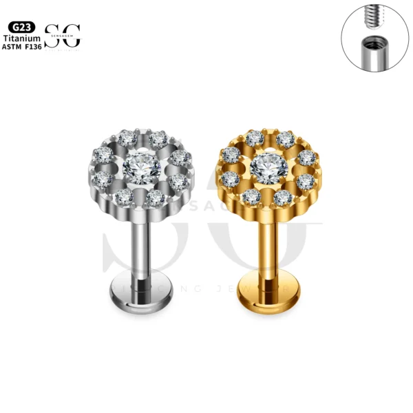 SG4277 Sunflower Labret Piercing Lip Jewelry | Titanium G23