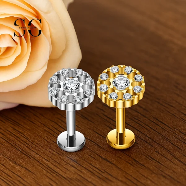 SG4277 Sunflower Labret Piercing Lip Jewelry | Titanium G23