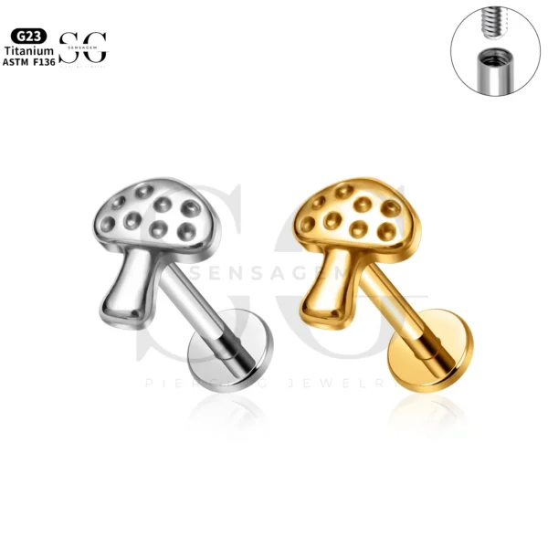 SG4278 Mushroom Lip Labret Piercing | Titanium G23 Jewelry