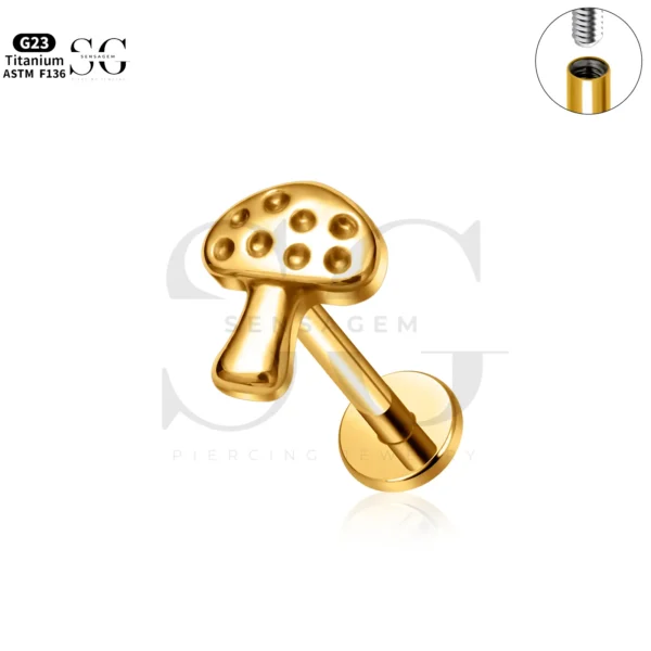 SG4278 Mushroom Lip Labret Piercing | Titanium G23 Jewelry - Image 2