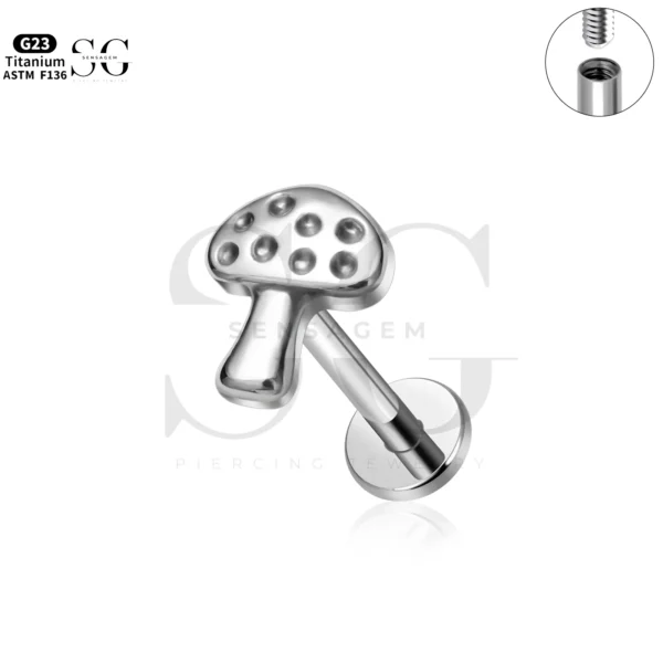 SG4278 Mushroom Lip Labret Piercing | Titanium G23 Jewelry - Image 3