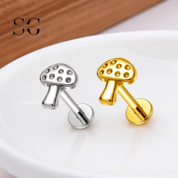 SG4278 Mushroom Lip Labret Piercing | Titanium G23 Jewelry