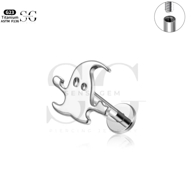SG4279 Ghost Labret Piercing Stud in Titanium | G23 Certified