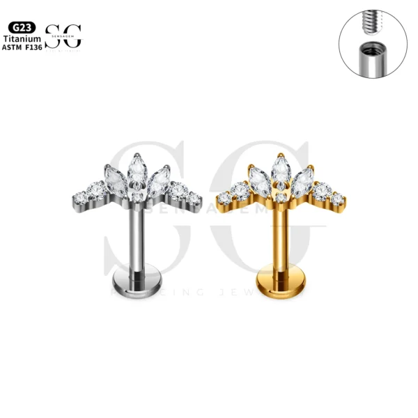 SG4280 Titanium Labret Piercing Jewellery with CZ | G23 Certified