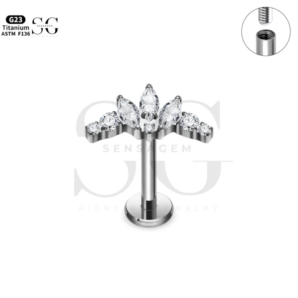 SG4280 Titanium Labret Piercing Jewellery with CZ | G23 Certified - Image 2