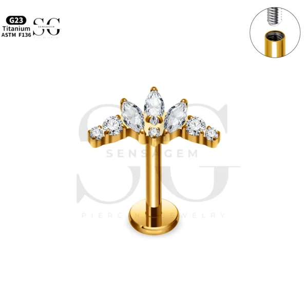 SG4280 Titanium Labret Piercing Jewellery with CZ | G23 Certified - Image 3