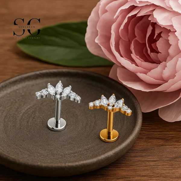 SG4280 Titanium Labret Piercing Jewellery with CZ