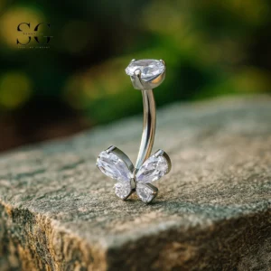 SG6037 Titanium Butterfly Belly Button Ring