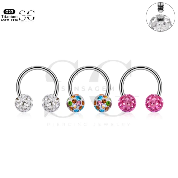 SG7024 Titanium Ferido CZ Circular Barbell Jewelry