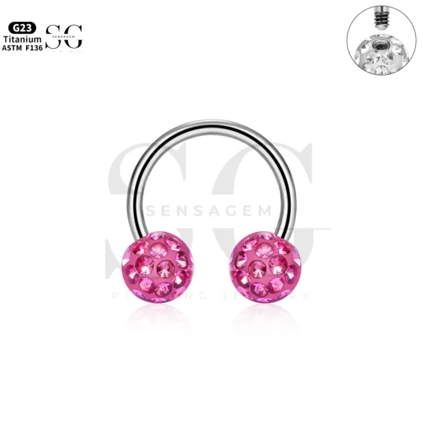 SG7024 Titanium Ferido CZ Circular Barbell Jewelry - Image 2