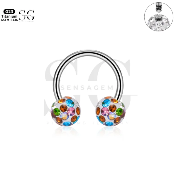 SG7024 Titanium Ferido CZ Circular Barbell Jewelry - Image 3