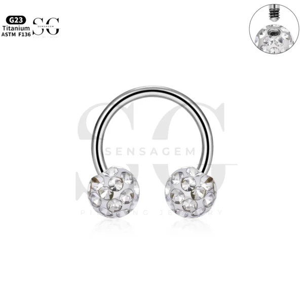 SG7024 Titanium Ferido CZ Circular Barbell Jewelry - Image 4