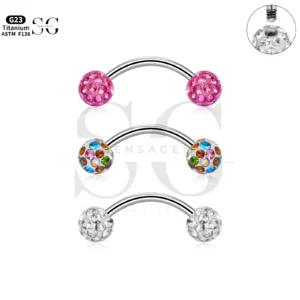 SG7025 Titanium Ferido CZ Barbell Eyebrow Piercing