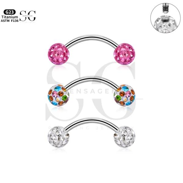 SG7025 Titanium Ferido CZ Barbell Eyebrow Piercing
