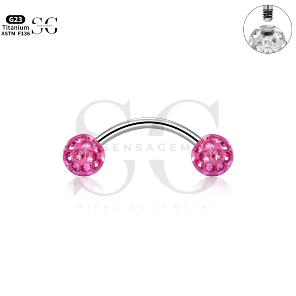 SG7025 Titanium Ferido CZ Barbell Eyebrow Piercing - Image 2