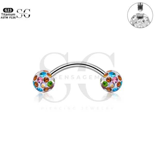 SG7025 Titanium Ferido CZ Barbell Eyebrow Piercing - Image 3
