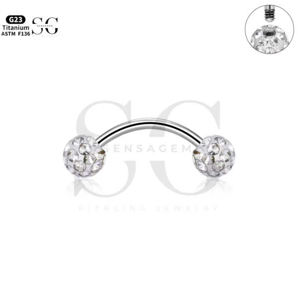 SG7025 Titanium Ferido CZ Barbell Eyebrow Piercing - Image 4