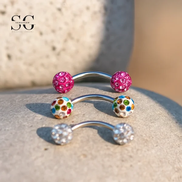 SG7025 Titanium Ferido CZ Barbell Eyebrow Piercing
