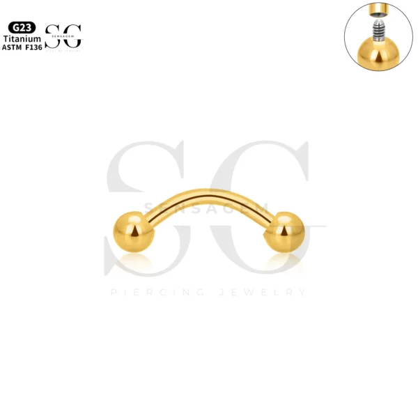 SG8002 Titanium & Steel Eyebrow Piercing Jewelry Curved Barbell - Image 4