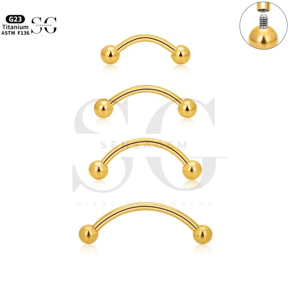 SG8002 Titanium & Steel Eyebrow Piercing Jewelry Curved Barbell - Image 5