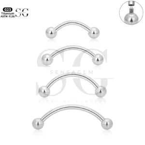 SG8002 Titanium & Steel Eyebrow Piercing Jewelry Curved Barbell
