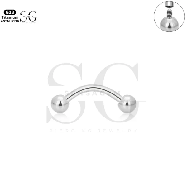 SG8002 Titanium & Steel Eyebrow Piercing Jewelry Curved Barbell - Image 6