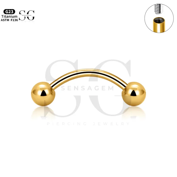 SG8002 Titanium & Steel Eyebrow Piercing Jewelry Curved Barbell - Image 2