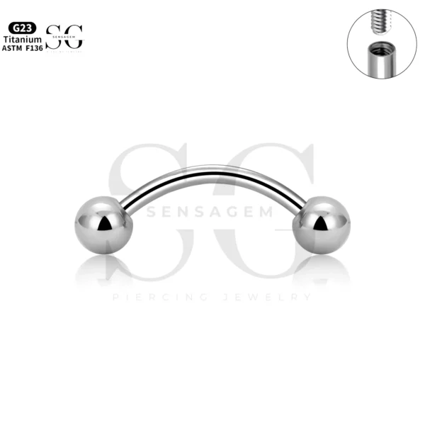 SG8002 Titanium & Steel Eyebrow Piercing Jewelry Curved Barbell - Image 3