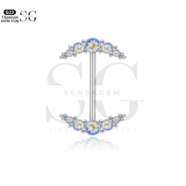 SG9042 Titanium Double Moon Nipple Piercing Jewelry - Image 3